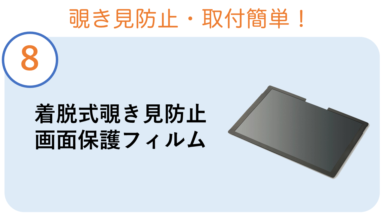 着脱式覗き見防止画面保護フィルム